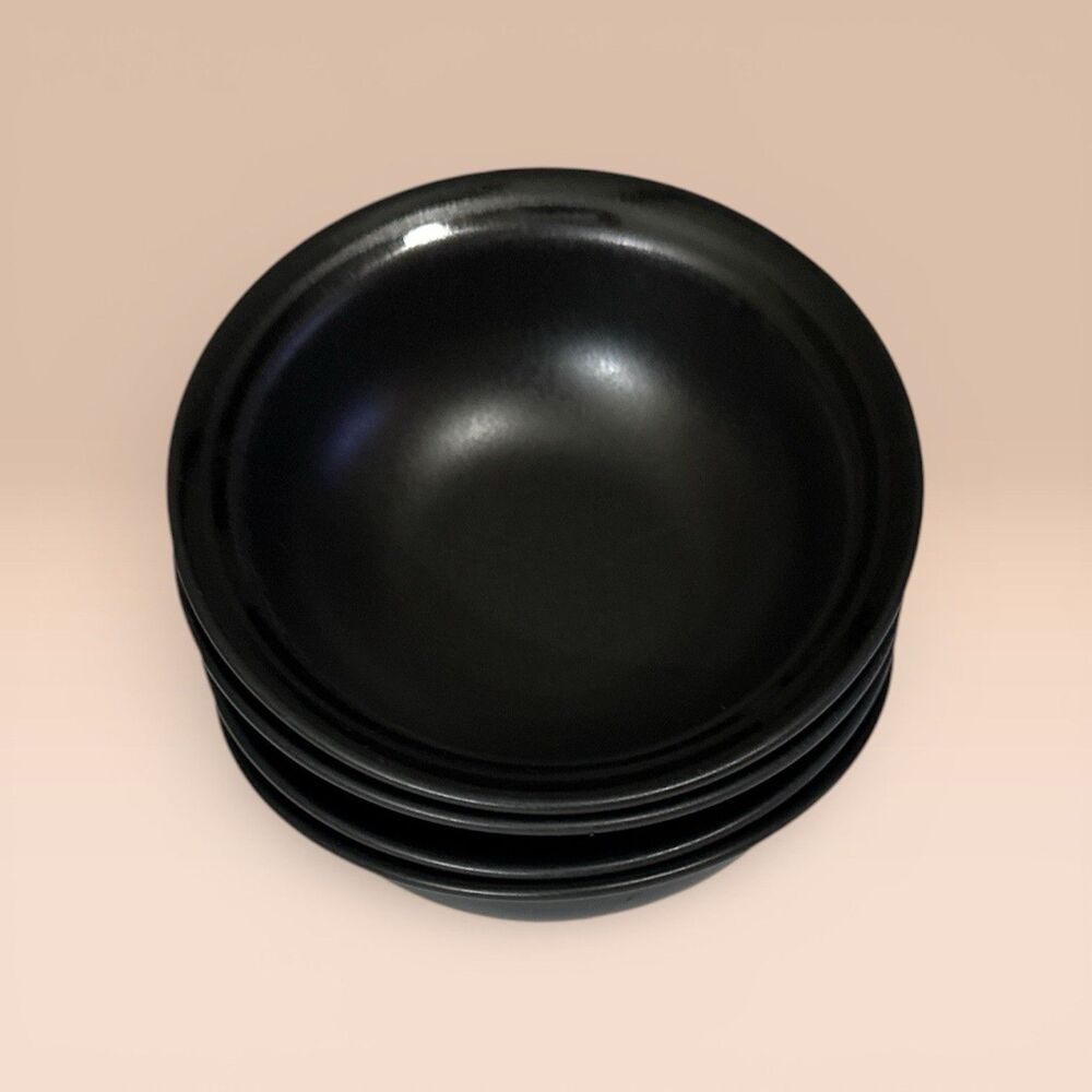Pfaltzgraff Midnight Sun 6 3/8” Cereal / Soup Bowls Set 4 USA BLACK (Multiples)